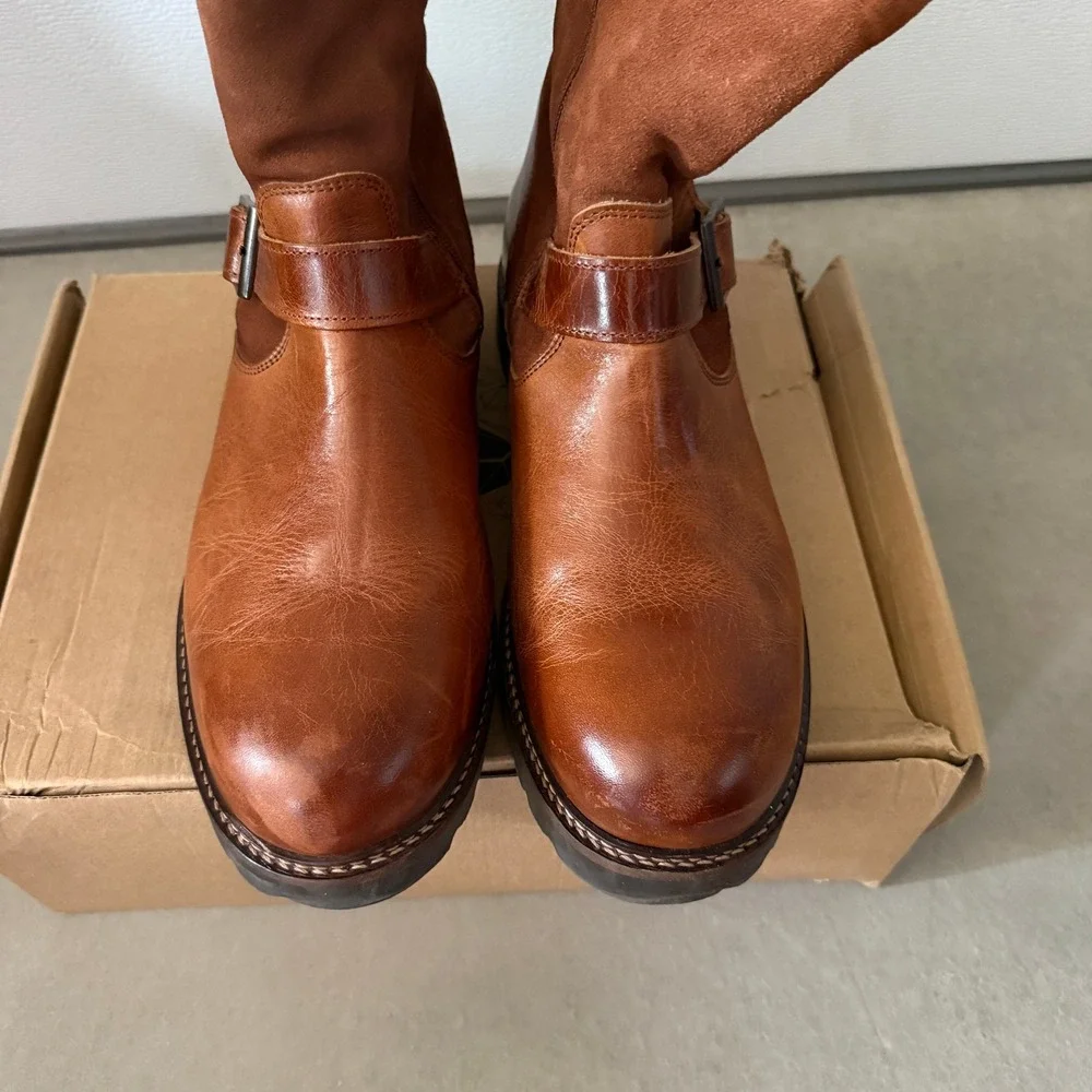 NoGRZ I.Jones Men Cognac Leather Suede Shearling Boots EU 45 Made in Portugal